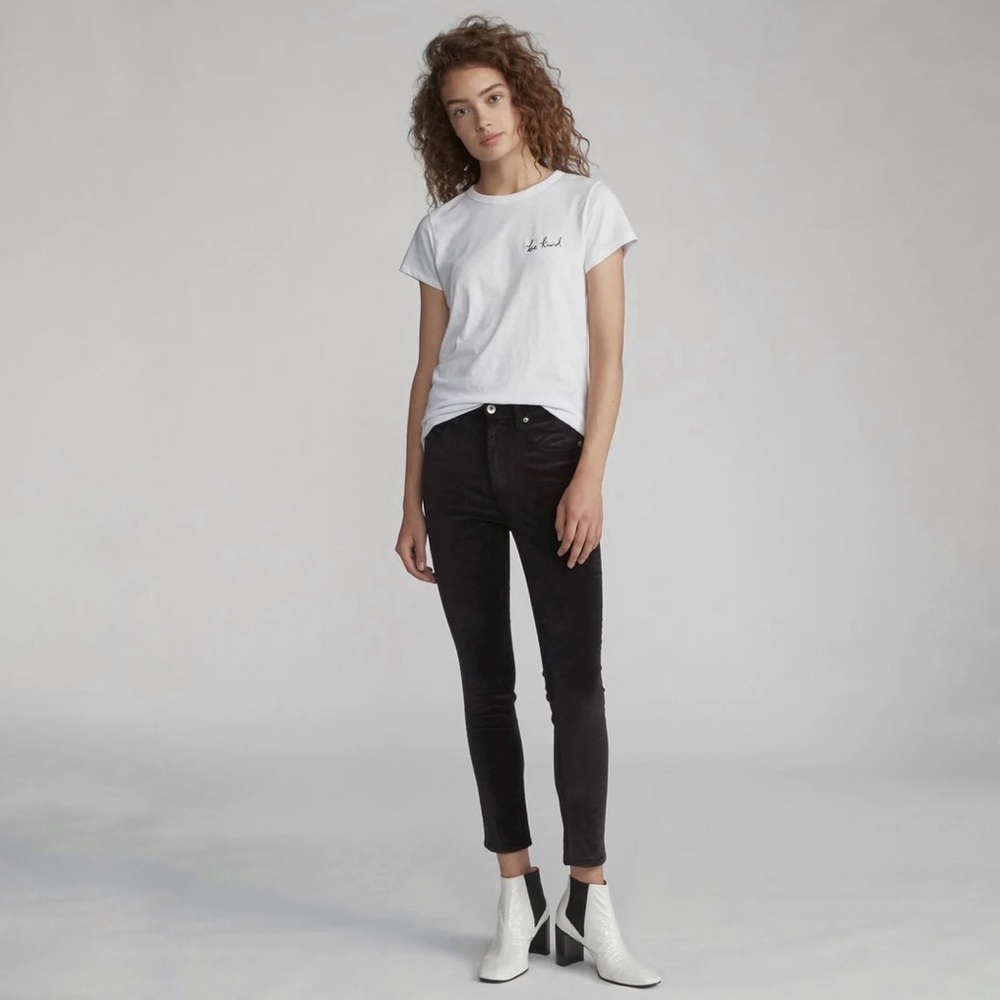 Sale! $225 rag & bone iconic high rise skinny jean in black velvet  size 23